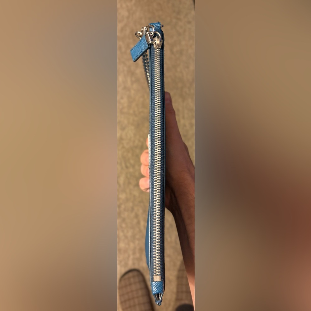 NWOT Prada Saffiano Leather Zip Pouch Clutch / Document Holder 11x7” Cobalt Blue - Picture 4 of 11